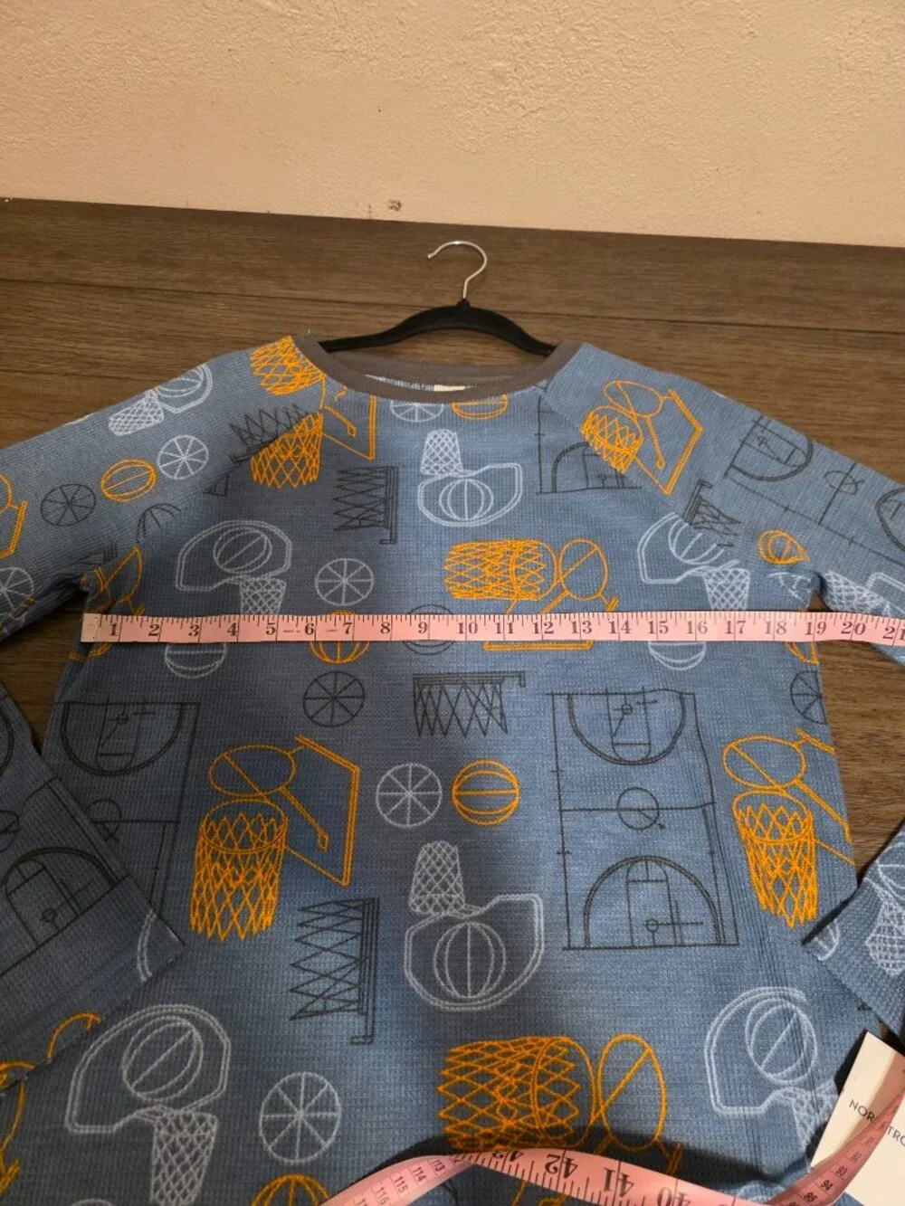 Nordstrom Boys Pajama Shirt Only Basketball Print Waffle Knit XL Sleep Top